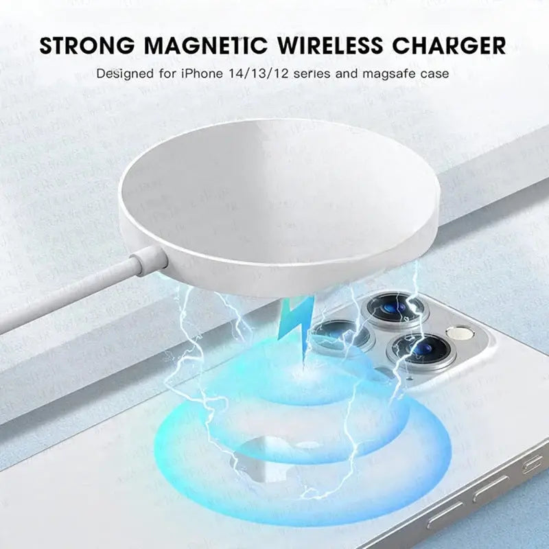 Portable Wireless Charger - 15W Safe Magnetic Charging for Smartphones