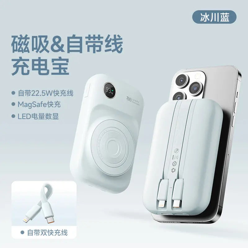 Magnetic Power Bank - Juxin 10000mAh USB Dual-Wire Fast Charging
